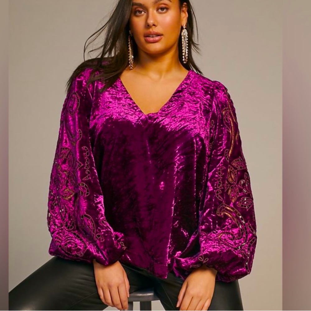 Anthropologie Cut Out Velvet Top